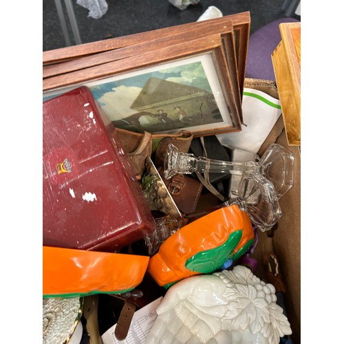 282 - Large selection of assorted miscellaneous to glassware, wooden items, framed pictures etc