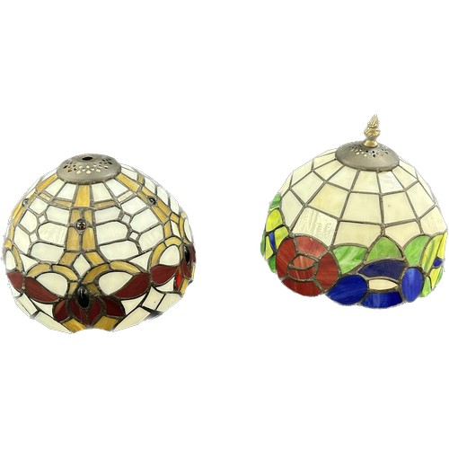 31 - 2 small tiffany style glass table lamp shades, approximate height 8 inches and diameter of  9 inches... 