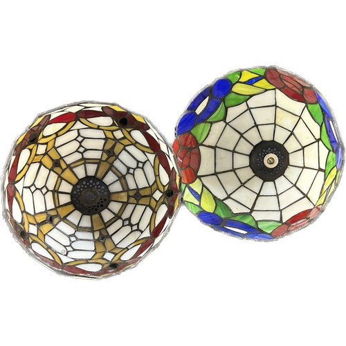 31 - 2 small tiffany style glass table lamp shades, approximate height 8 inches and diameter of  9 inches... 