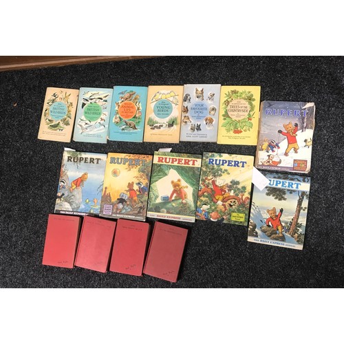 74 - Selection of vintage books includes Rupert, etc