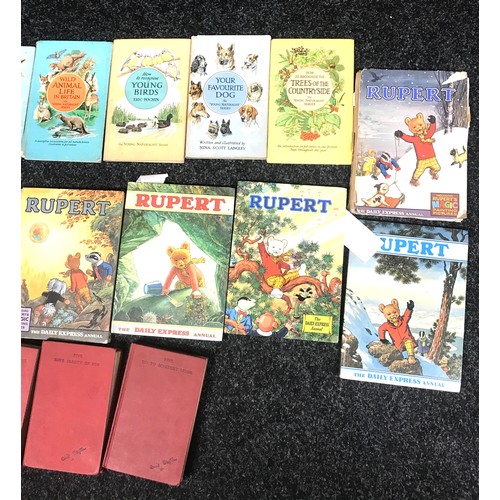 74 - Selection of vintage books includes Rupert, etc