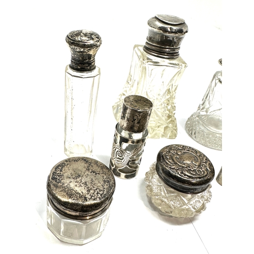 20 - 8 antique silver top bottles