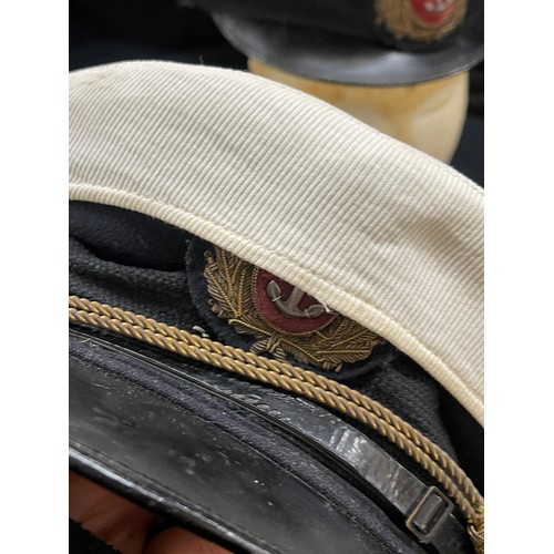 112 - WW2 Merchant navy tunic, 2 hats and a cravat