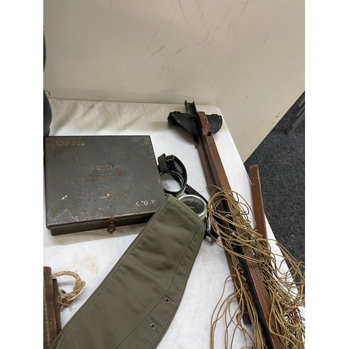 197 - Mixed military uniform to include boots, hat, inner jacket etc