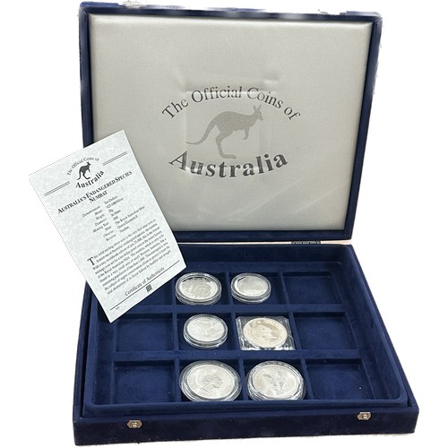 515 - Selection of Silver Australian silver dollars to include a coin case