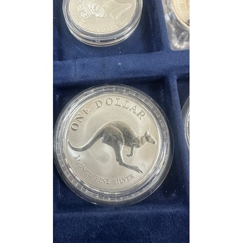 515 - Selection of Silver Australian silver dollars to include a coin case