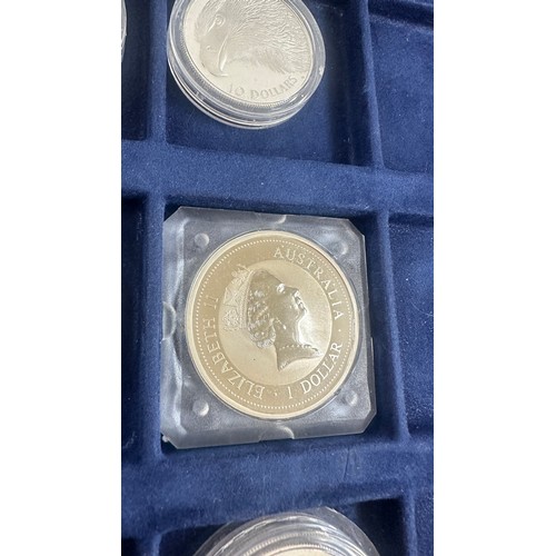 515 - Selection of Silver Australian silver dollars to include a coin case