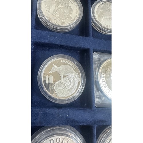 515 - Selection of Silver Australian silver dollars to include a coin case