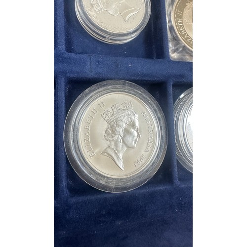 515 - Selection of Silver Australian silver dollars to include a coin case