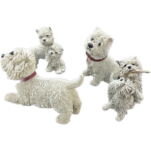 15 - Selection of terrier dog figures largest measures approx 9 inches tall