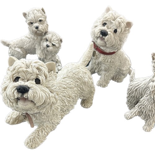 15 - Selection of terrier dog figures largest measures approx 9 inches tall