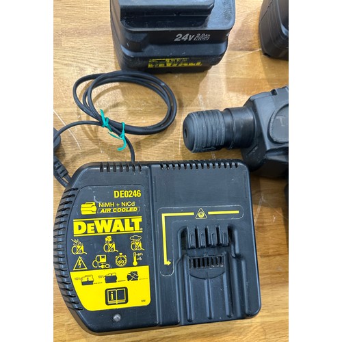 133 - Dewalt drill with charger and three batteries in working order