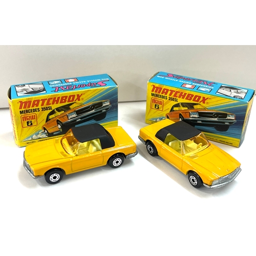 175 - Two Boxed Matchbox Mercedes 350sl Superfast cars, new 6.