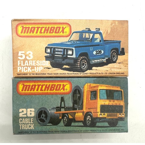 171 - Boxed Matchbox Lesney 53 Flareside pick-up 1981, Boxed Matchbox Lesney  26 Cable Truck 1981
