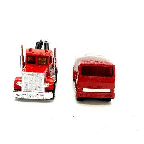 165 - Originally boxed Matchbox Lesney  61 Peterbilt Wrecker truck, Matchbox Lesney  14 petrol tanker, bot... 