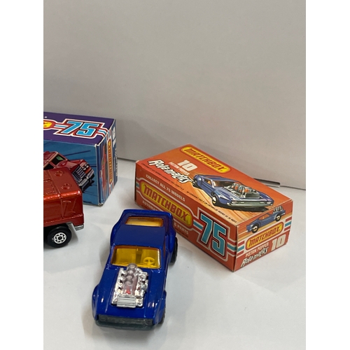 237 - Two boxed matchbox 16 badger Rola Matics and 10 piston popper both 1973