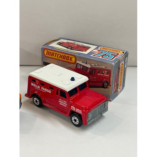 235 - Two Boxed Matchbox cars includes Superfast 68 Chevrolet van and 69 Security truck 1978 and 1979