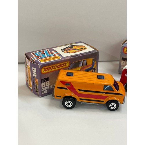 235 - Two Boxed Matchbox cars includes Superfast 68 Chevrolet van and 69 Security truck 1978 and 1979