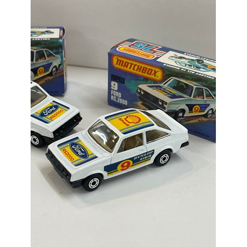 240 - Two boxed Matchbox ford rs2000 number 9, super fast 1978