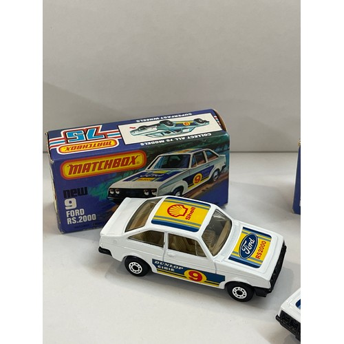 240 - Two boxed Matchbox ford rs2000 number 9, super fast 1978