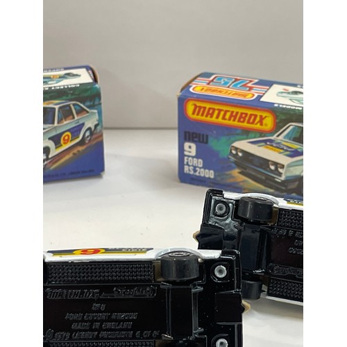 240 - Two boxed Matchbox ford rs2000 number 9, super fast 1978