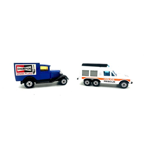152 - Boxed Matchbox Lesney 75, 57 Carmichael rescue vehicle 1981, Boxed Matchbox 75 - 38 Model A van, 198... 