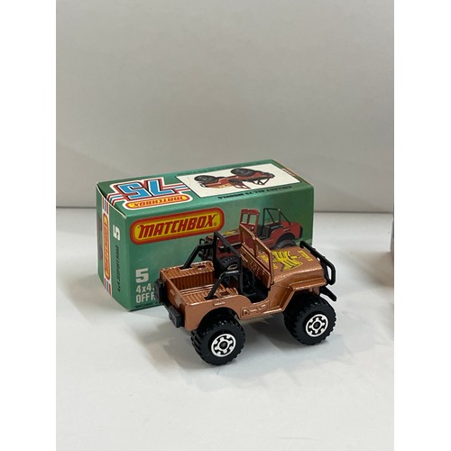 233 - 2 Boxed Matchbox 75 cars includes number 5 4x4 Jeep off road and U.S Mail 1976 and 1981