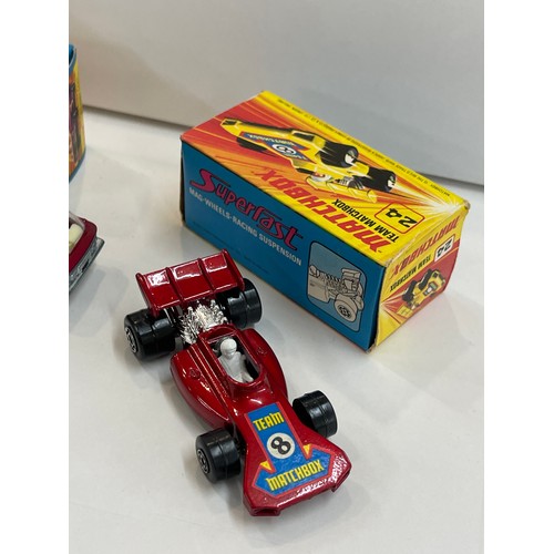 221 - Two Boxed Match box Super fast cars includes 1970 Freeman inter city and 24 team match box