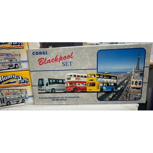 217 - Selection of boxed Corgi vehicle sets to include Stagecoach set 97065, Blackpool set97064 , Invictaw... 