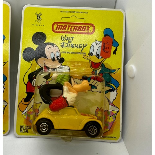 181 - 3 x 1979 Matchbox Walt Disney Goofy, carded in original packaging, each one is different