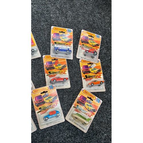 179 - 15 Matchbox Superfast vehicles in original carded packaging to include No 2 Hovercraft, No4 Pontiac ... 