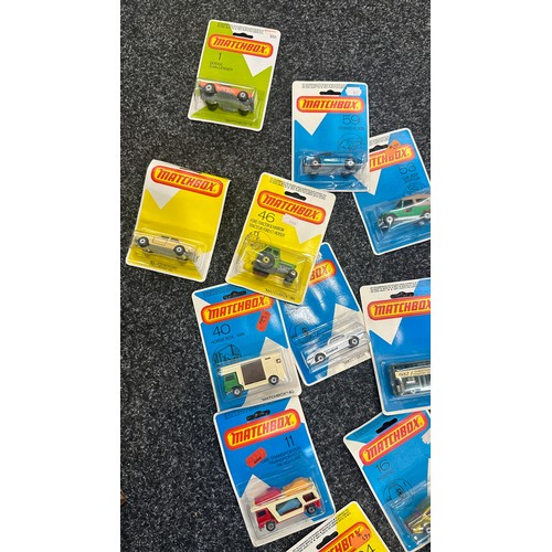 177 - Selection of 1980 Matchbox carded vehicles to include 11 Car Transporter, 2 x 16 Pontiac, No 40 Hors... 