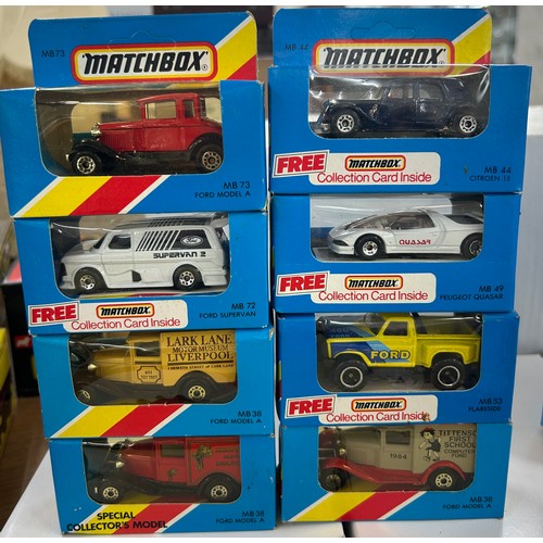 142 - Boxed Matchbox MB73 Ford model A, MB72 Ford Supervan, MB38 Ford Model A, MB38 Ford Model A, MB44 Cit... 
