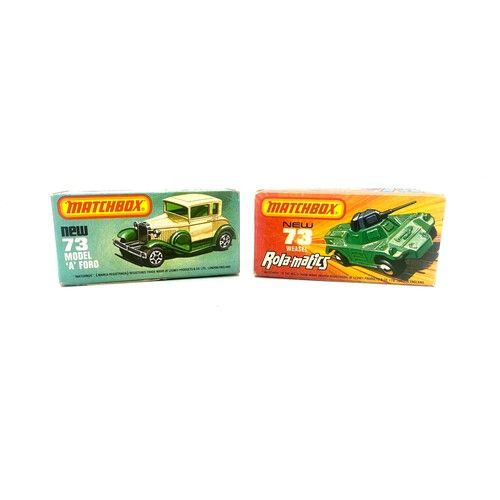 252 - Two boxed Matchbox 75 collection cars includes Rola Matics weasel 73 and Model a ford 73