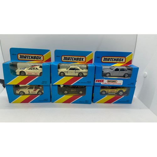 146 - Selection of boxed Matchbox cars includes MB3 Porsche Turbo, Mb 52 BMW m1, MB62 Volvo 760 etc