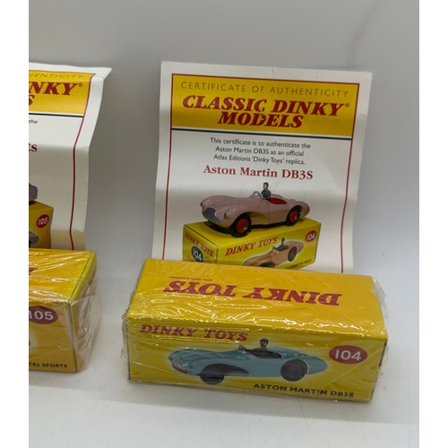 112 - Selection of Boxed Dinky Toys  includes 104 Aston Martin, 105 TR2, dinky toys 532 and 555 Ford