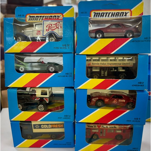 128 - Boxed Matchbox 1-75 Superfast Series MB38 Ford Model A, MB22 Jaguar XK-120, MB14 Jeep Laredo, MB20 V... 