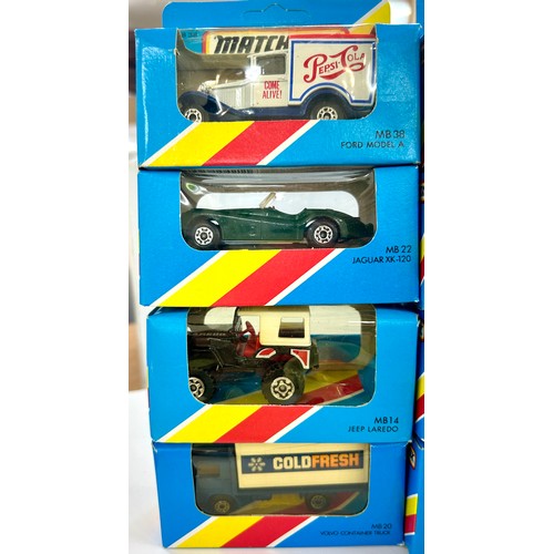 128 - Boxed Matchbox 1-75 Superfast Series MB38 Ford Model A, MB22 Jaguar XK-120, MB14 Jeep Laredo, MB20 V... 