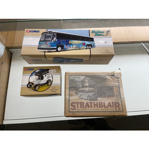 98 - Selection of Boxed Corgi sets includes Peter pan Birthday bus, 97469 model T Ford and Strathblair