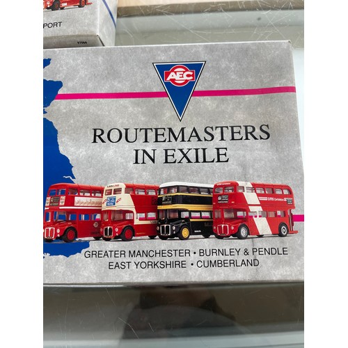 118 - Two boxed Routemasters in exile buses includes Scotland and The North