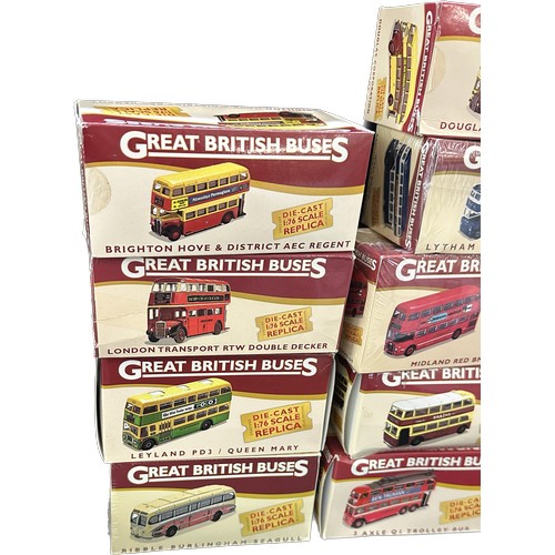 129 - Selection of 13 Great British Buses 1:76 scale die cast replicas to include Douglas Corporation Rege... 