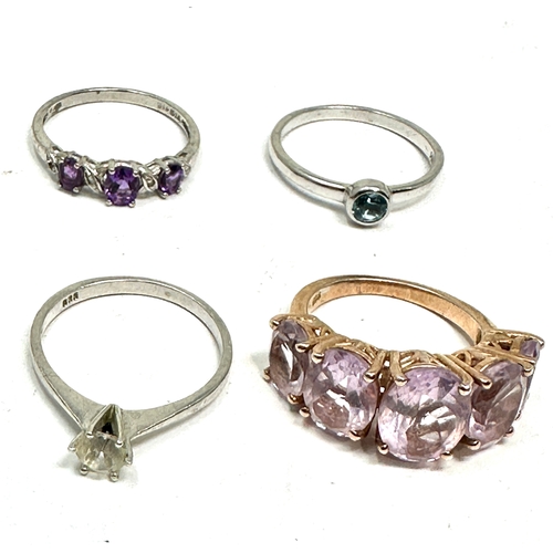 205 - 6 silver gemstone set rings