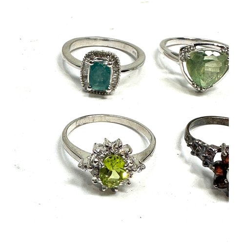 206 - 6 silver gemstone set rings