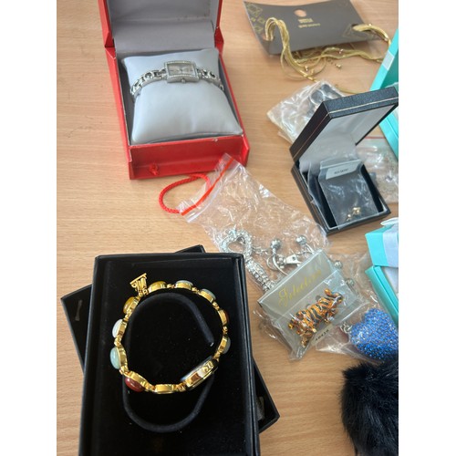 507 - Selection of assorted new ladies costume jewellery to include Gemporia, Guess watch, brooches, earri... 