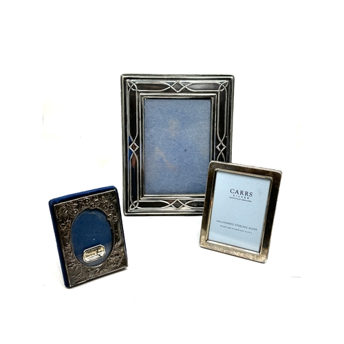 11 - 3 vinatge silver picture frames largest measures approx 18cm by 14cm