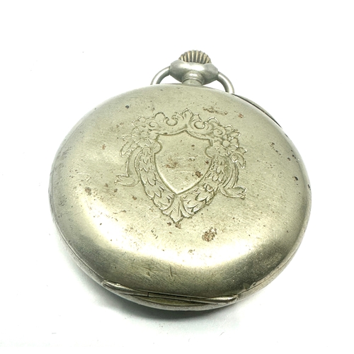 419 - Omega pocket watch nickel cased the watch winds and ticks