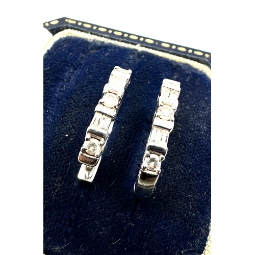 88 - pair of 14ct white gold diamond hoop earrings weight 4.8g