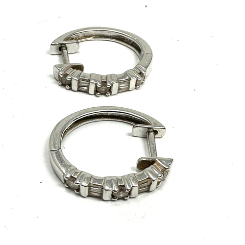 88 - pair of 14ct white gold diamond hoop earrings weight 4.8g