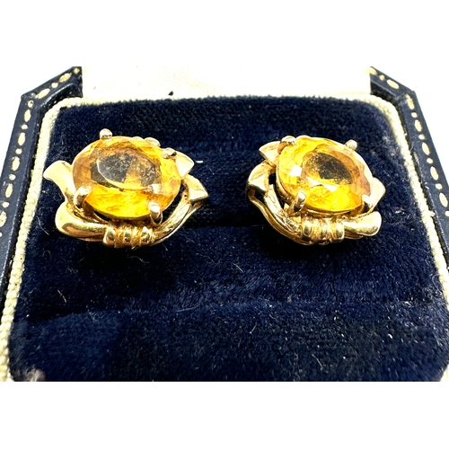 89 - Pair of 14ct gold citrine earrings weight 4.3g