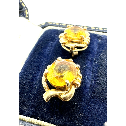 89 - Pair of 14ct gold citrine earrings weight 4.3g